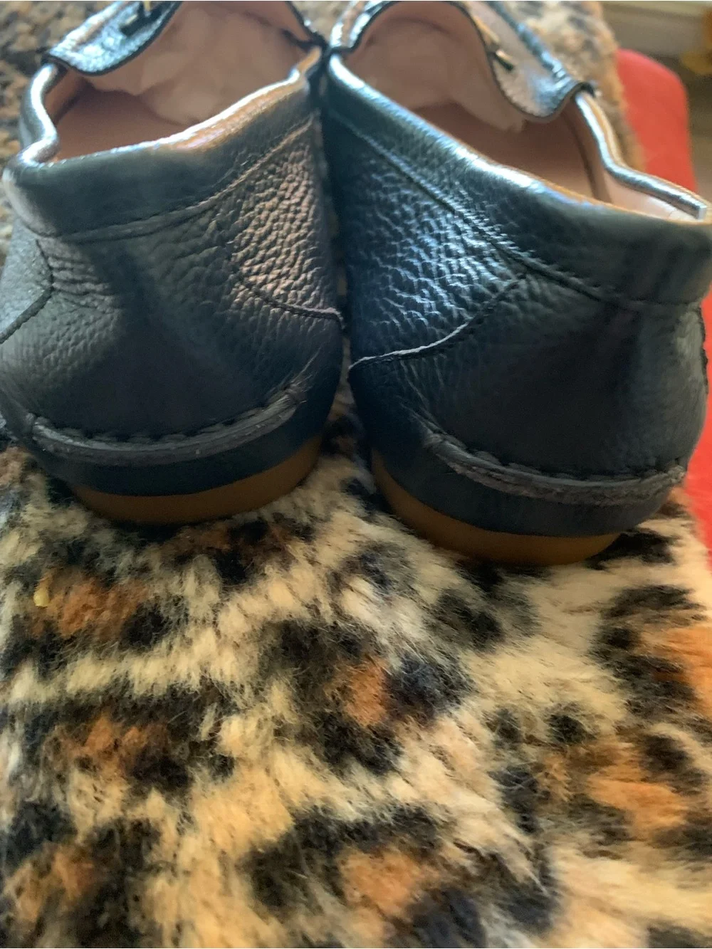 kate spade Black Leather Gold-Buckle Driving Loafers